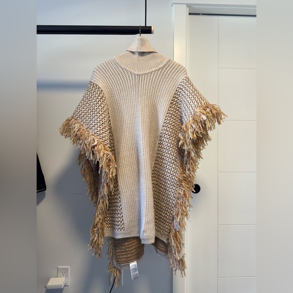 By Anthropologie Cropped Poncho Sweater - Picture 6 of 8